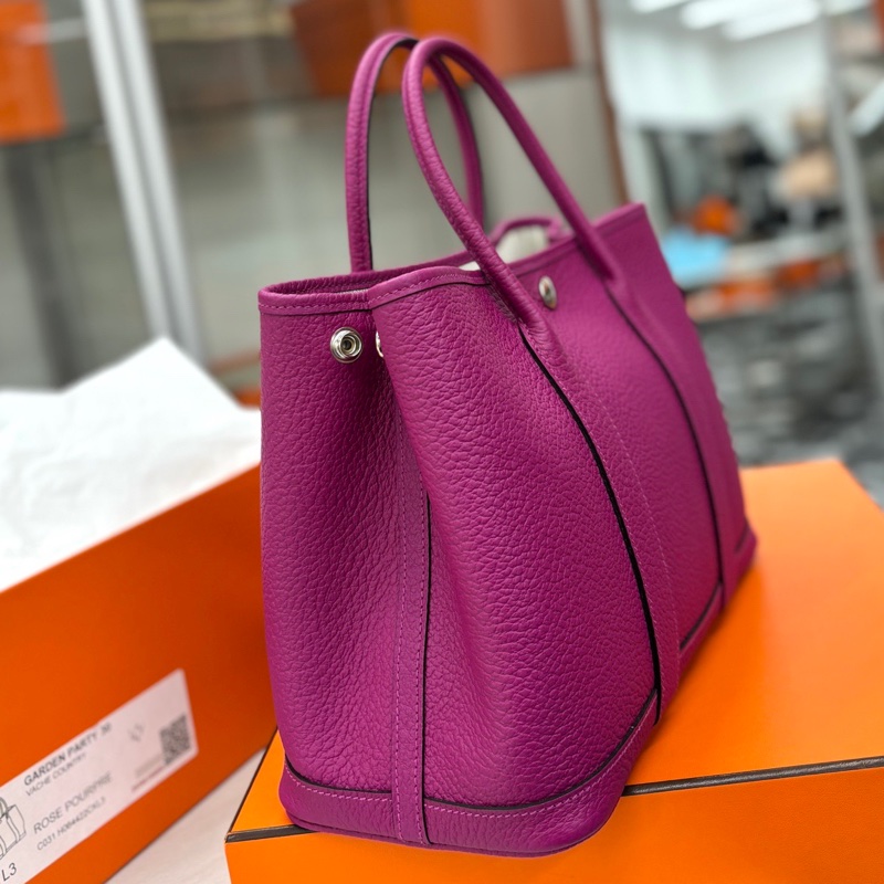 【近新閒置品】愛馬仕 Hermes L3玫瑰紫Garden party花園30 A刻 country皮-1