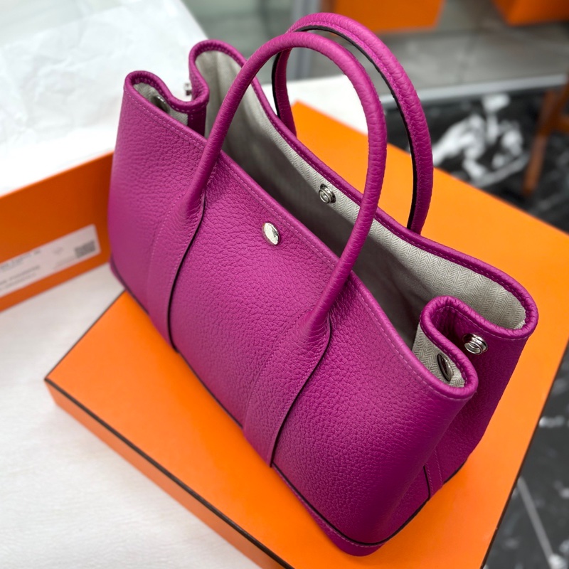 【近新閒置品】愛馬仕 Hermes L3玫瑰紫Garden party花園30 A刻 country皮-4