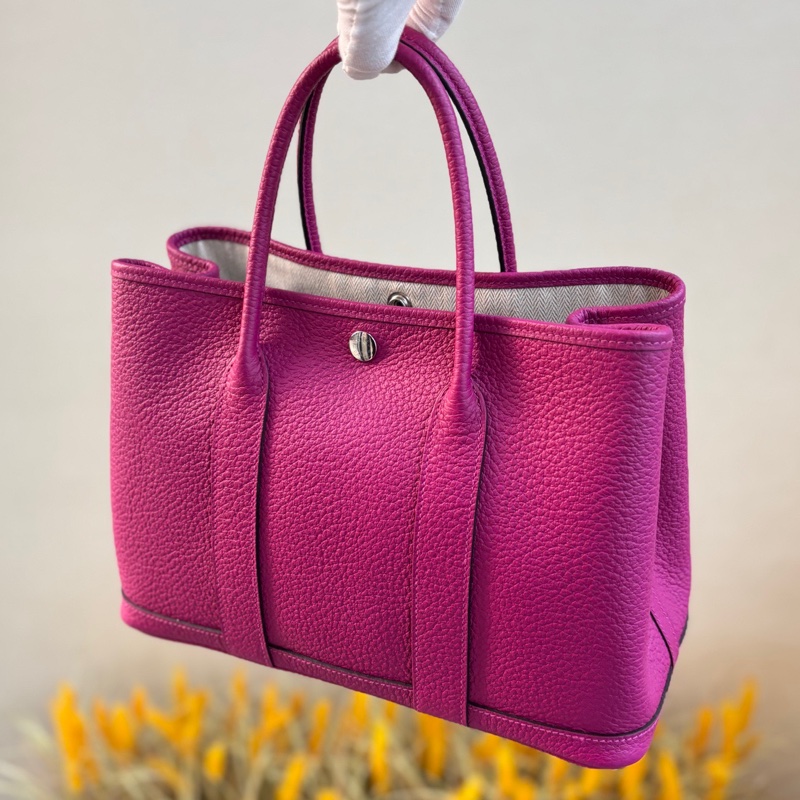 【近新閒置品】愛馬仕 Hermes L3玫瑰紫Garden party花園30 A刻 country皮-7