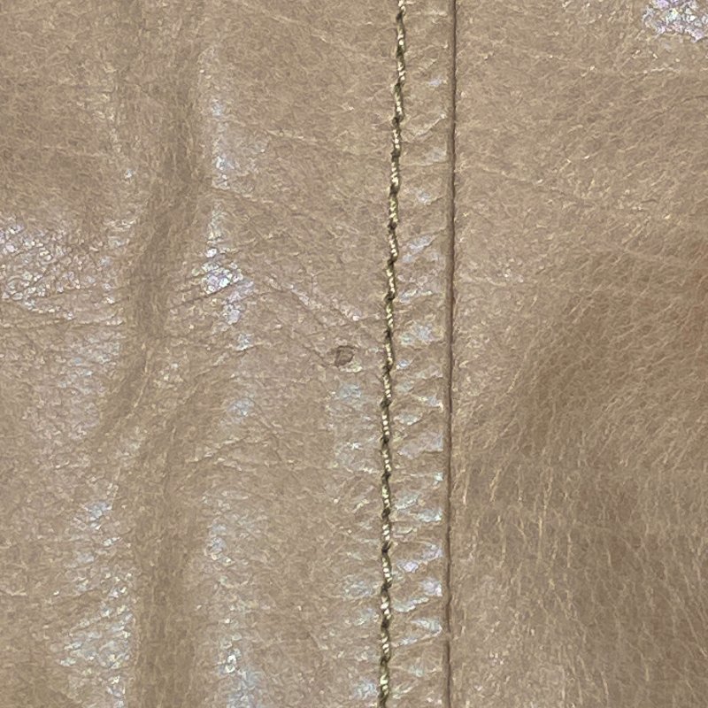 PRADA 普拉達 皮革短袖拉鍊外套 米色 SIZE:38-6