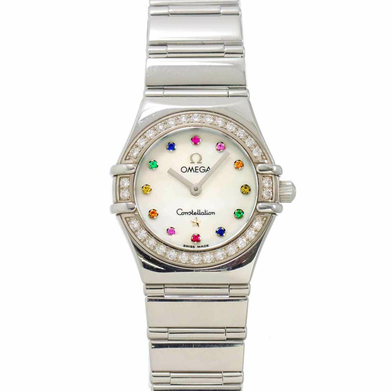 歐米茄星座系列迷你 My Choice Iris 1465 79 鑽錶圈女錶 白色錶殼 石英錶-0