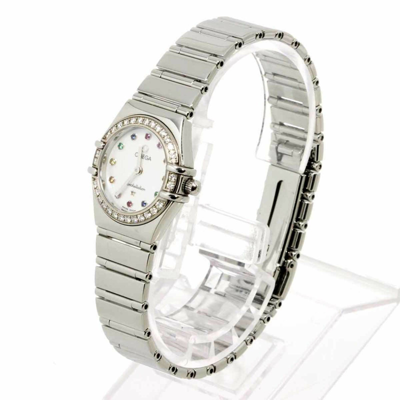 歐米茄星座系列迷你 My Choice Iris 1465 79 鑽錶圈女錶 白色錶殼 石英錶-2