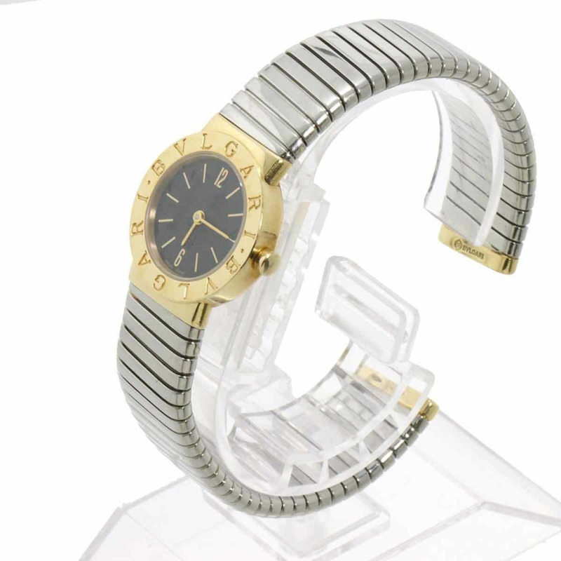 寶格麗 Tubogas Combination BB23 2T 女士腕錶 黑色 18K 黃金 石英錶-1