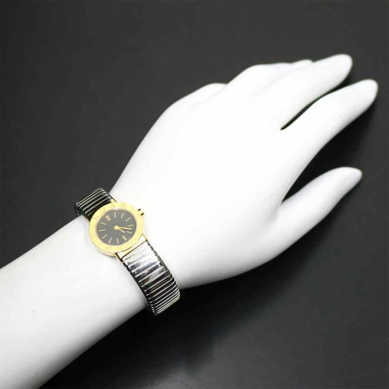 寶格麗 Tubogas Combination BB23 2T 女士腕錶 黑色 18K 黃金 石英錶-2