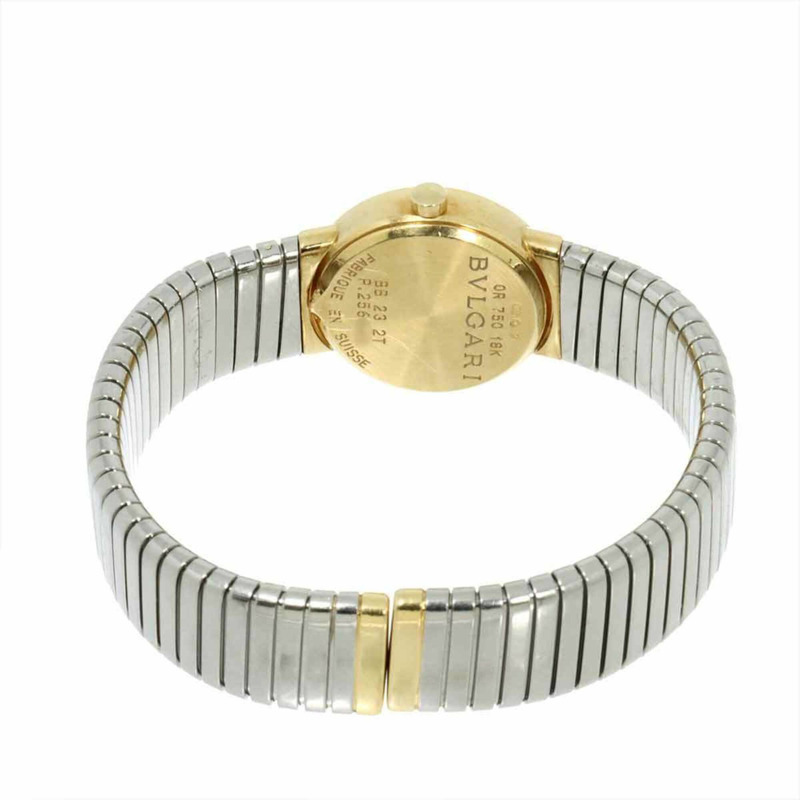 寶格麗 Tubogas Combination BB23 2T 女士腕錶 黑色 18K 黃金 石英錶-3