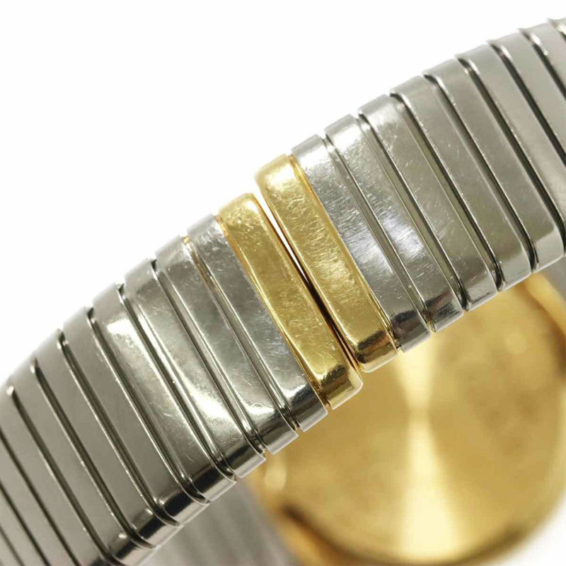 寶格麗 Tubogas Combination BB23 2T 女士腕錶 黑色 18K 黃金 石英錶-5
