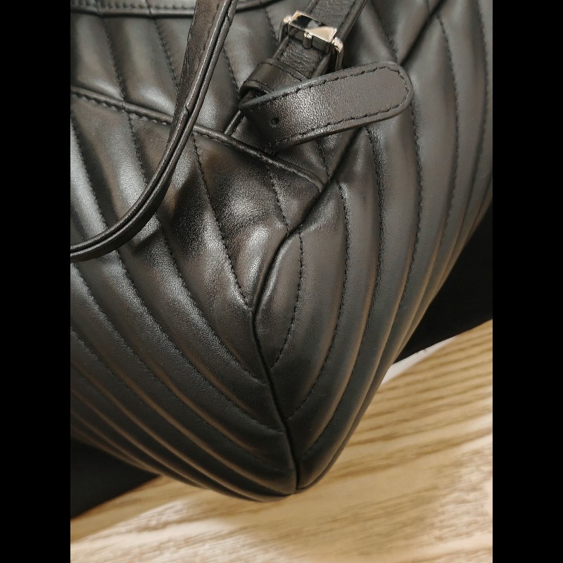 Chanel backpack 黑銀牛皮雙肩包-13