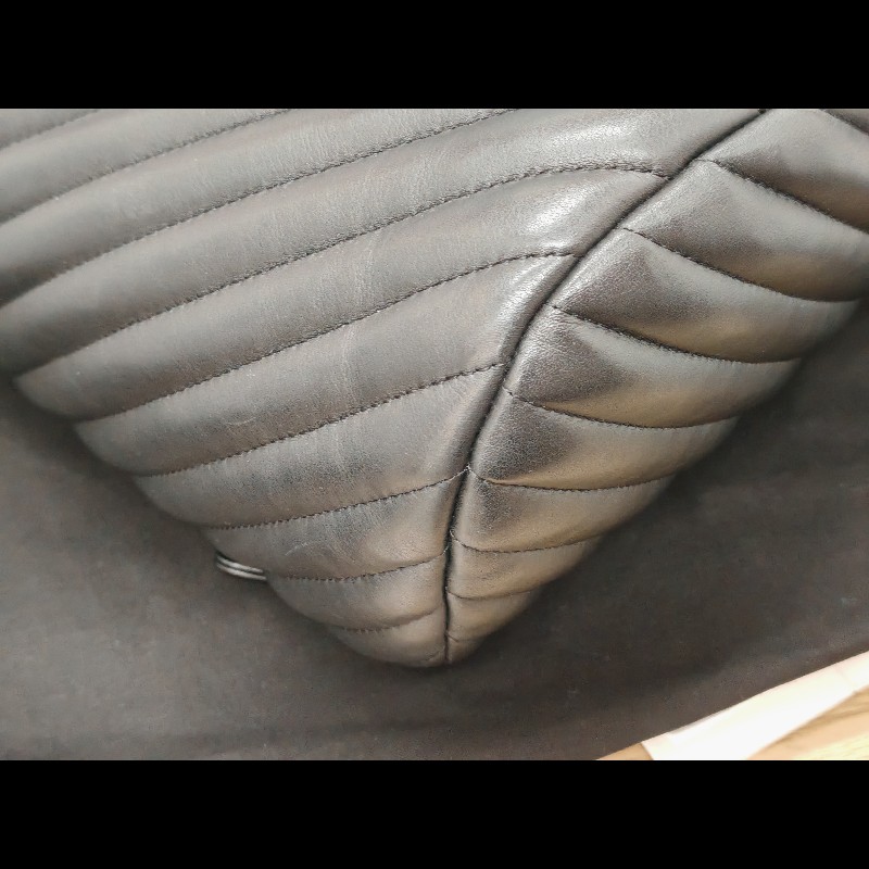 Chanel backpack 黑銀牛皮雙肩包-15