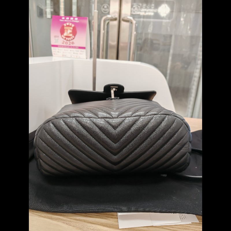 Chanel backpack 黑銀牛皮雙肩包-16