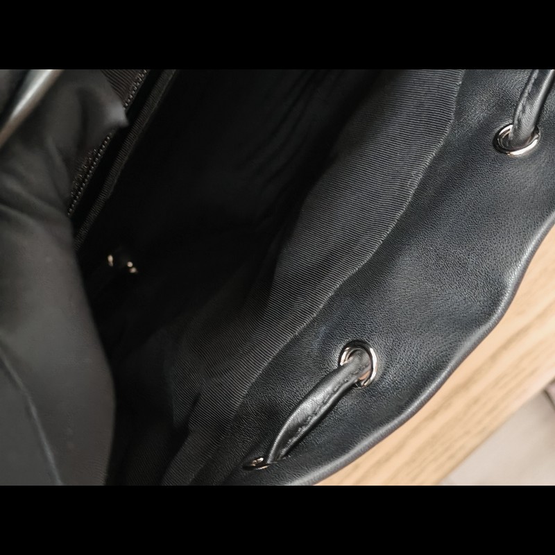 Chanel backpack 黑銀牛皮雙肩包-19