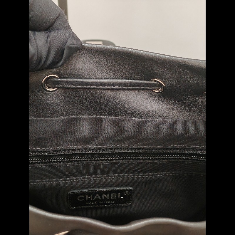 Chanel backpack 黑銀牛皮雙肩包-20