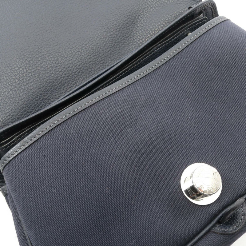 愛馬仕 Sac Colorado PM 肩背包手提包 皮革帆布 Toile Officier Liège 女款 海軍藍 044790CK-5