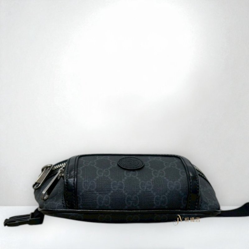 JS1328-GUCCI GG Retro 黑灰滿版LOGO腰包 682933-4
