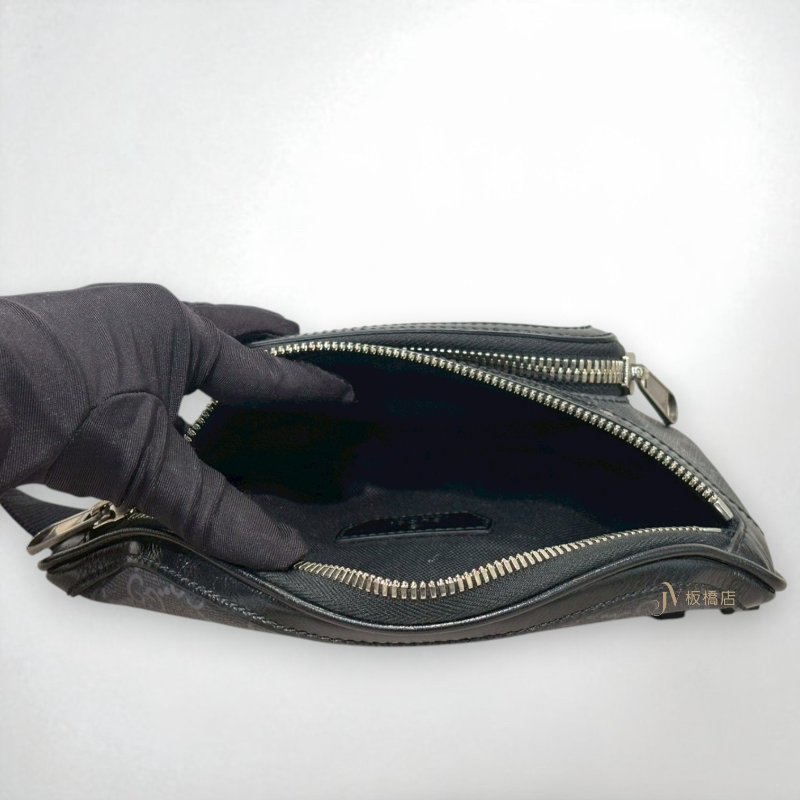 JS1328-GUCCI GG Retro 黑灰滿版LOGO腰包 682933-5