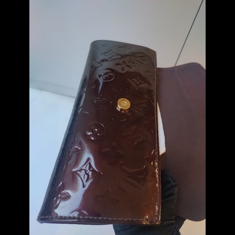 LV 金鍊咖紅亮皮vernis 腋下包-14