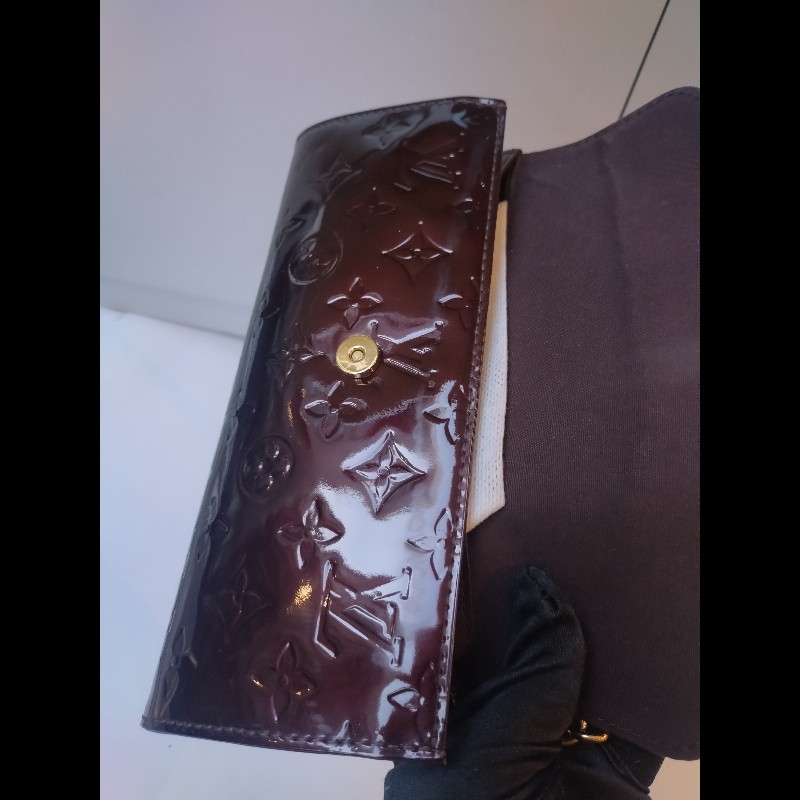 LV 金鍊咖紅亮皮vernis 腋下包-22