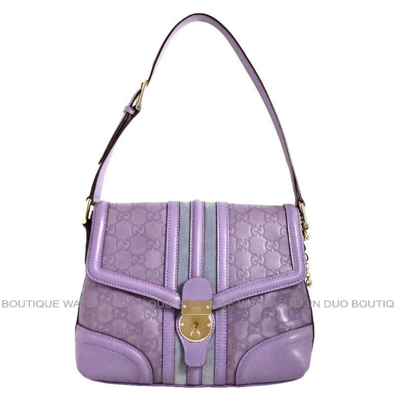 金鐸精品~2518 GUCCI古馳145999 Treasure系列Guccissima紫色小牛皮GG壓紋鎖釦肩背包-0