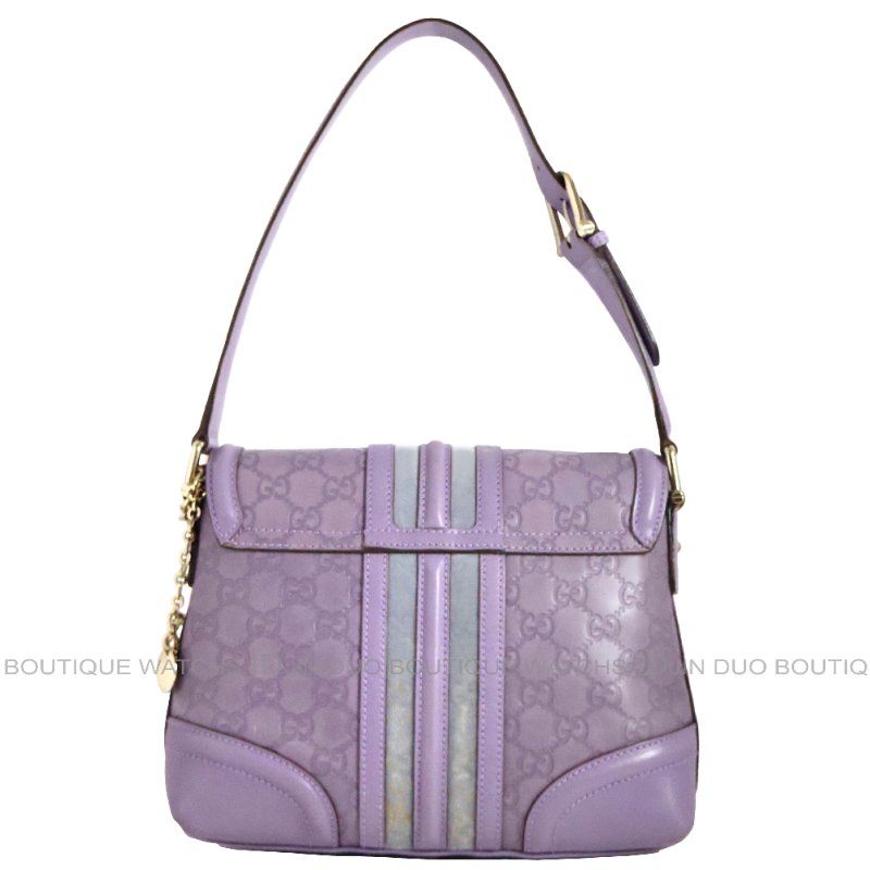 金鐸精品~2518 GUCCI古馳145999 Treasure系列Guccissima紫色小牛皮GG壓紋鎖釦肩背包-1