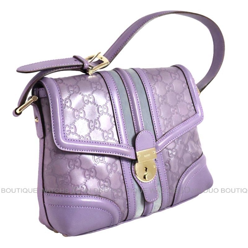 金鐸精品~2518 GUCCI古馳145999 Treasure系列Guccissima紫色小牛皮GG壓紋鎖釦肩背包-2