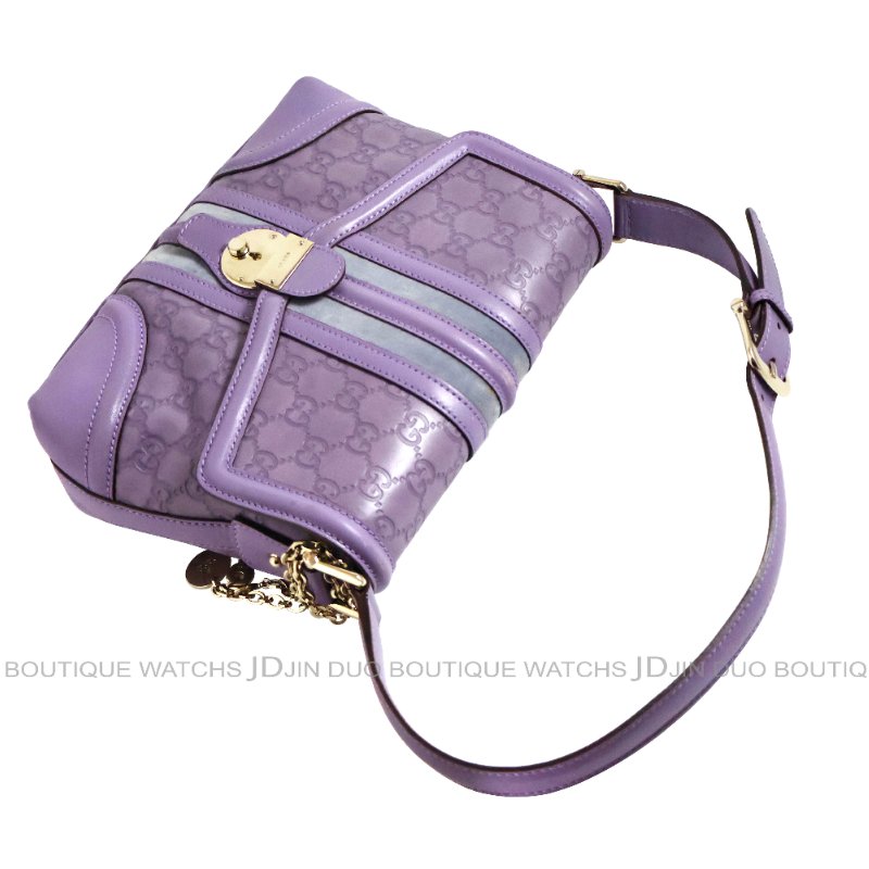 金鐸精品~2518 GUCCI古馳145999 Treasure系列Guccissima紫色小牛皮GG壓紋鎖釦肩背包-3
