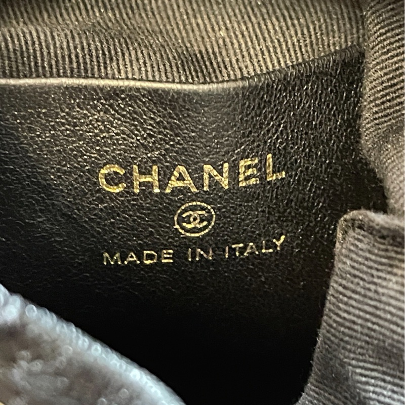 香奈兒Chanel 25c 黑金羊皮鏈條晶片款水桶包 -6