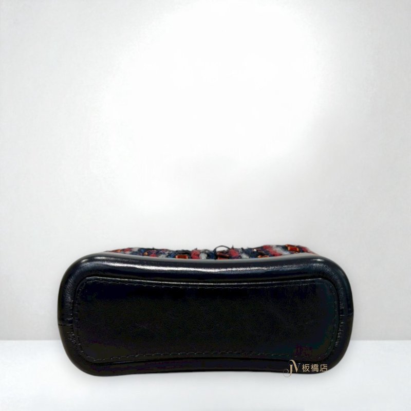 JS1329-CHANEL藍紅海軍風毛呢早秋款小號流浪包A91810-4