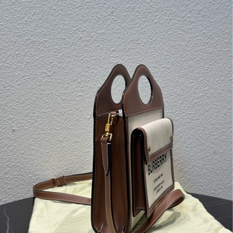 99新Burberry博柏利 自然色拼麥芽棕色 尺寸：23×6×26.5cm-3