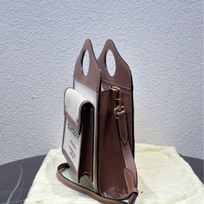 99新Burberry博柏利 自然色拼麥芽棕色 尺寸：23×6×26.5cm-4