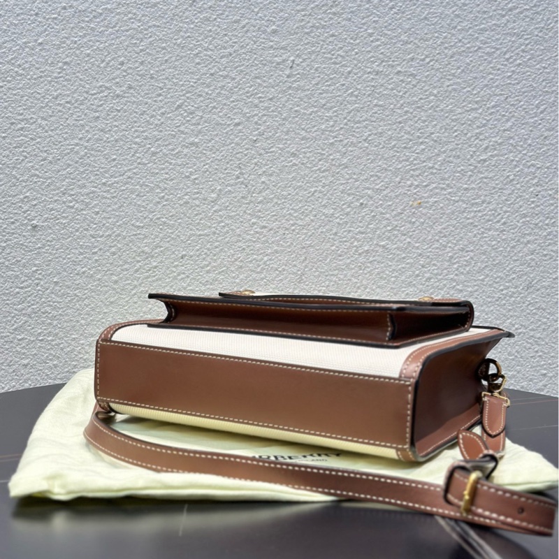 99新Burberry博柏利 自然色拼麥芽棕色 尺寸：23×6×26.5cm-5