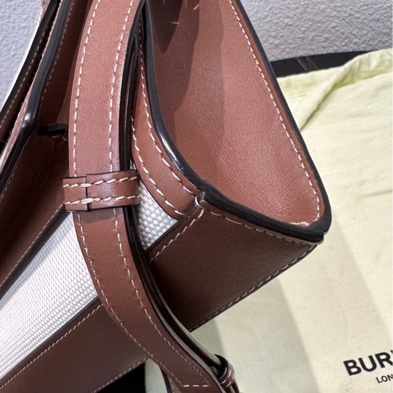99新Burberry博柏利 自然色拼麥芽棕色 尺寸：23×6×26.5cm-9