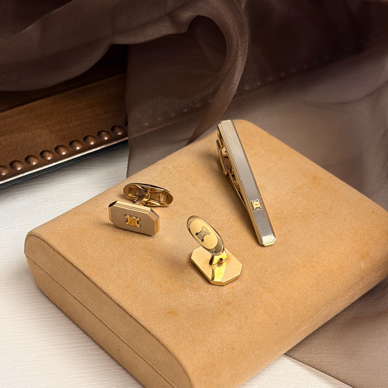 Celine 凱旋門䄂口 領帶夾 套裝 鋼 銀色 禮物-1