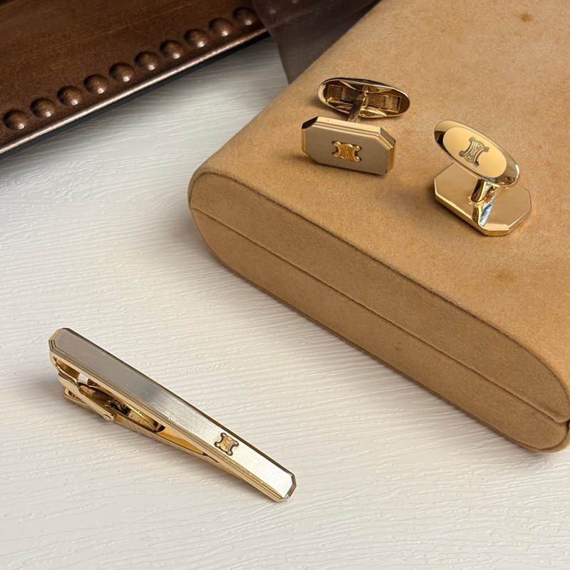 Celine 凱旋門䄂口 領帶夾 套裝 鋼 銀色 禮物-3