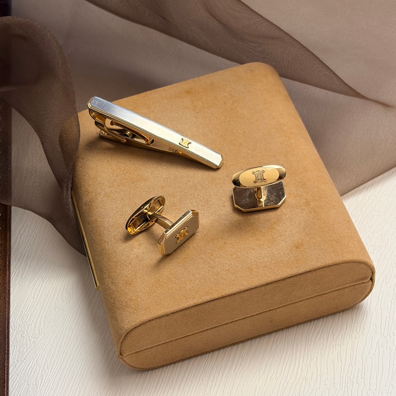 Celine 凱旋門䄂口 領帶夾 套裝 鋼 銀色 禮物-4