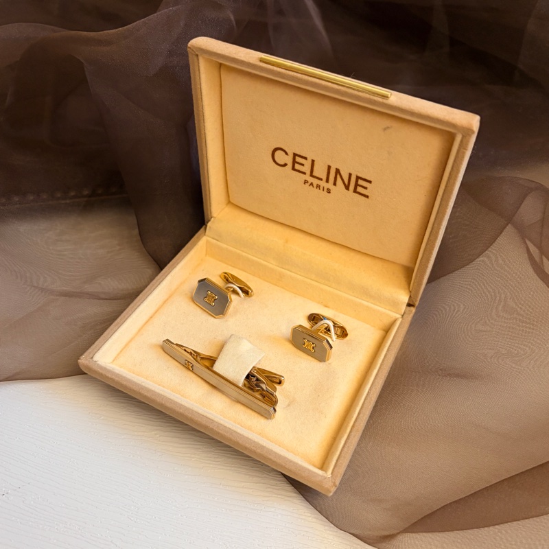 Celine 凱旋門䄂口 領帶夾 套裝 鋼 銀色 禮物-5