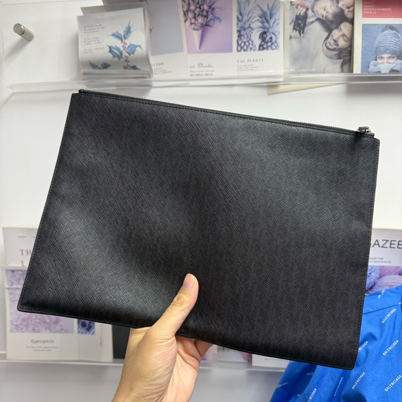 Dior 黑色玫瑰印花手拿包-6