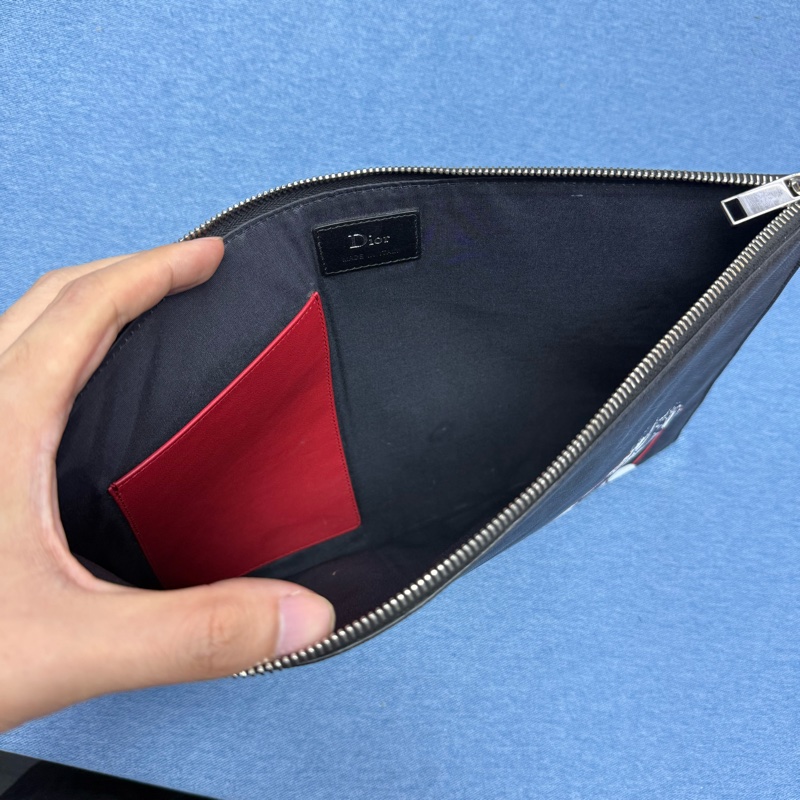 Dior 黑色玫瑰印花手拿包-9