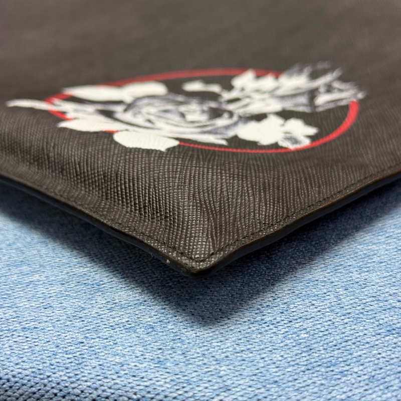 Dior 黑色玫瑰印花手拿包-15