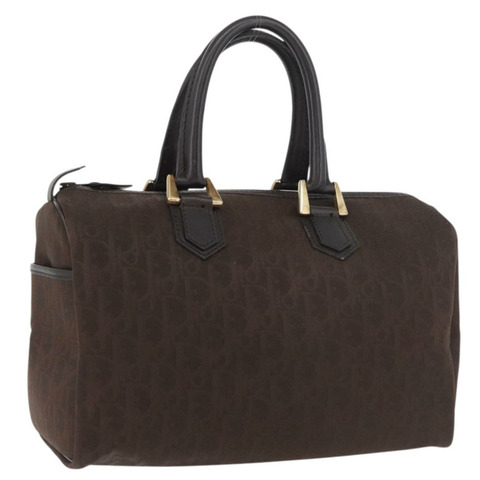 Christian Dior Trotter帆布波士頓包 棕色金色 正品 mr2343A