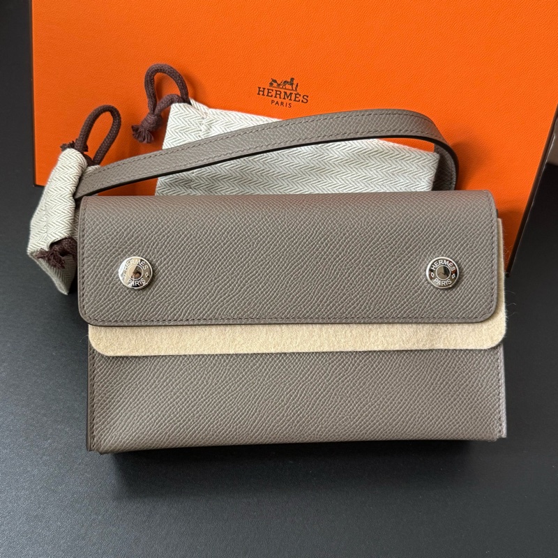 Hermes Snap Wallet 8F Etain 石器灰 Epsom皮肩背包 k刻-0