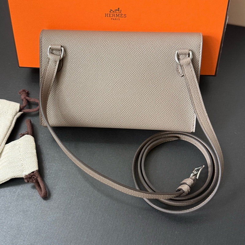 Hermes Snap Wallet 8F Etain 石器灰 Epsom皮肩背包 k刻-1