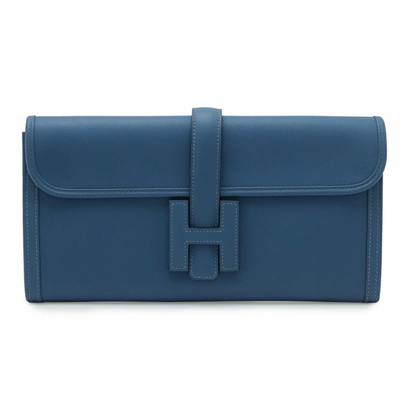 愛馬仕 Jige Elan 29 手拿包，二手手提包，Epsom 小牛皮，藍色，C 字印記-1