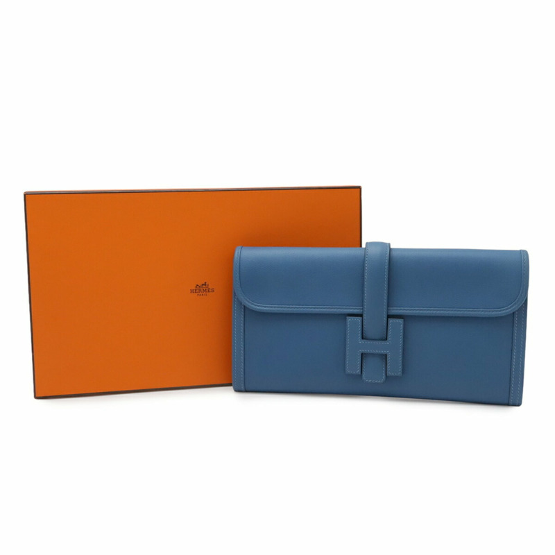 愛馬仕 Jige Elan 29 手拿包，二手手提包，Epsom 小牛皮，藍色，C 字印記-6