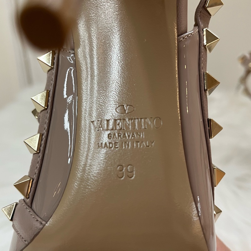 華倫天奴Valentino Rockstud 細跟高跟鞋 裸色 39碼-3