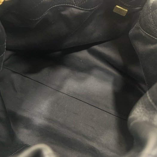 東區正精品㊣CHANEL AS5967 HOBO 26最新款近全新香奈兒黑色小牛皮金色皮穿鍊帶流浪包肩背包大款 RZ6395-14