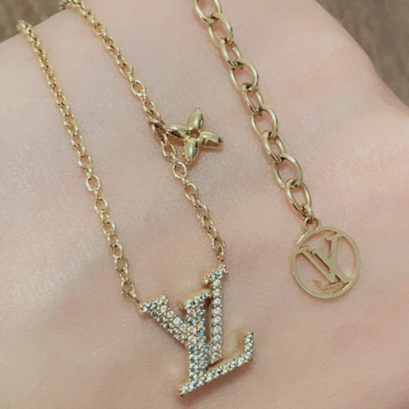 LV正品 金滿鑽Iconic logo項鍊-3