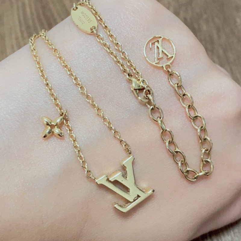 LV正品 金滿鑽Iconic logo項鍊-9