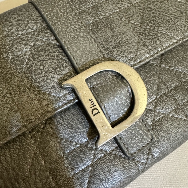 Dior WOC Wallet On Chain仿舊銀色皮夾/斜背兩用包-2