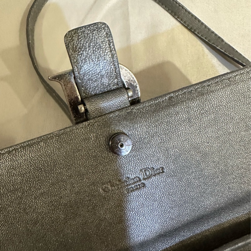 Dior WOC Wallet On Chain仿舊銀色皮夾/斜背兩用包-3