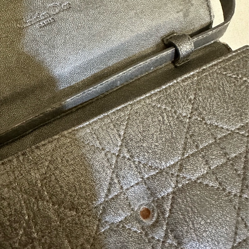 Dior WOC Wallet On Chain仿舊銀色皮夾/斜背兩用包-4