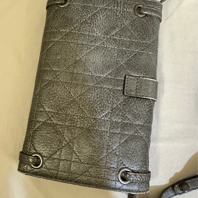 Dior WOC Wallet On Chain仿舊銀色皮夾/斜背兩用包-8